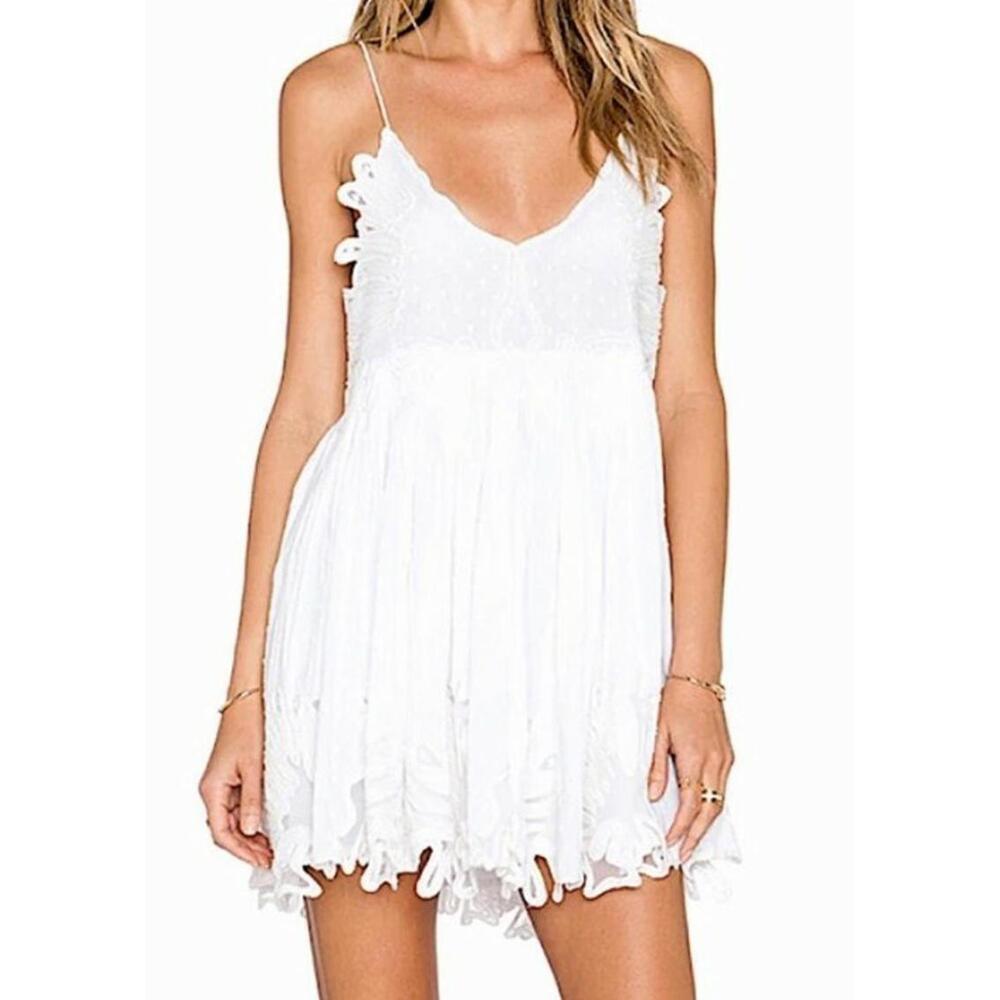 Tularosa White Embroidered Dixie Mini Dress Size L #C6